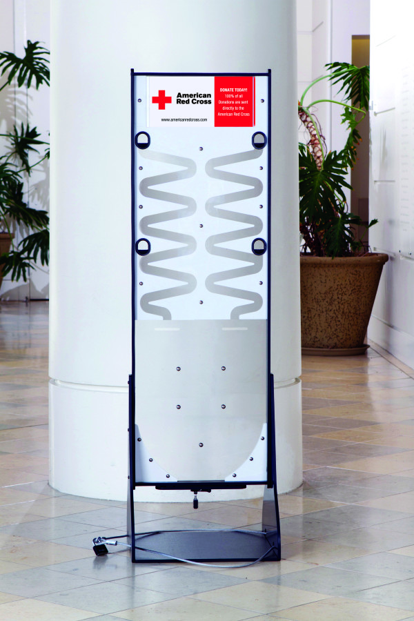 Black Deluxe Donation Stand with Security Cord