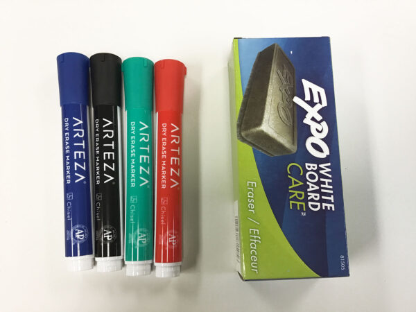 Dry Erase Markers and Eraser Included